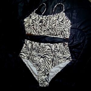 Black and White Zebra Print Swim Suit size Large
